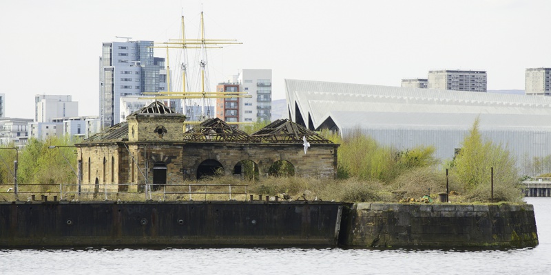 Derelict pump house at Govan Graving Docks Glasgow